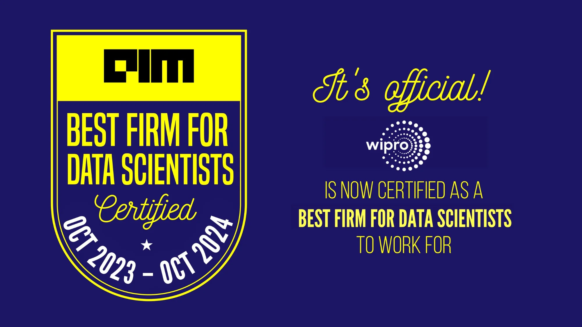 Wipro is Certified as a Best Firm for Data Scientists