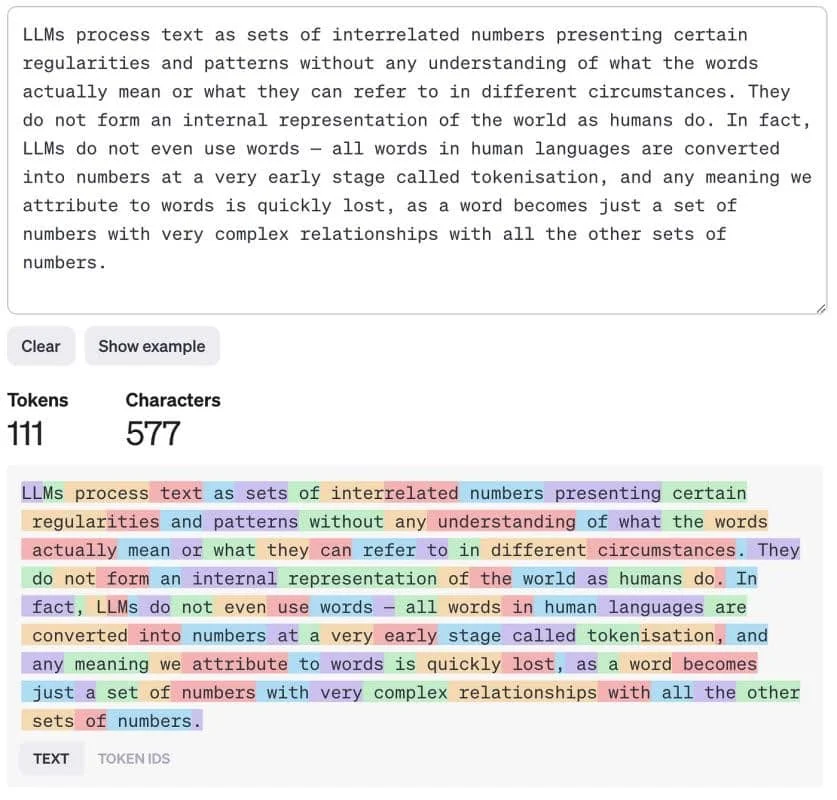 LLMs don't understand text