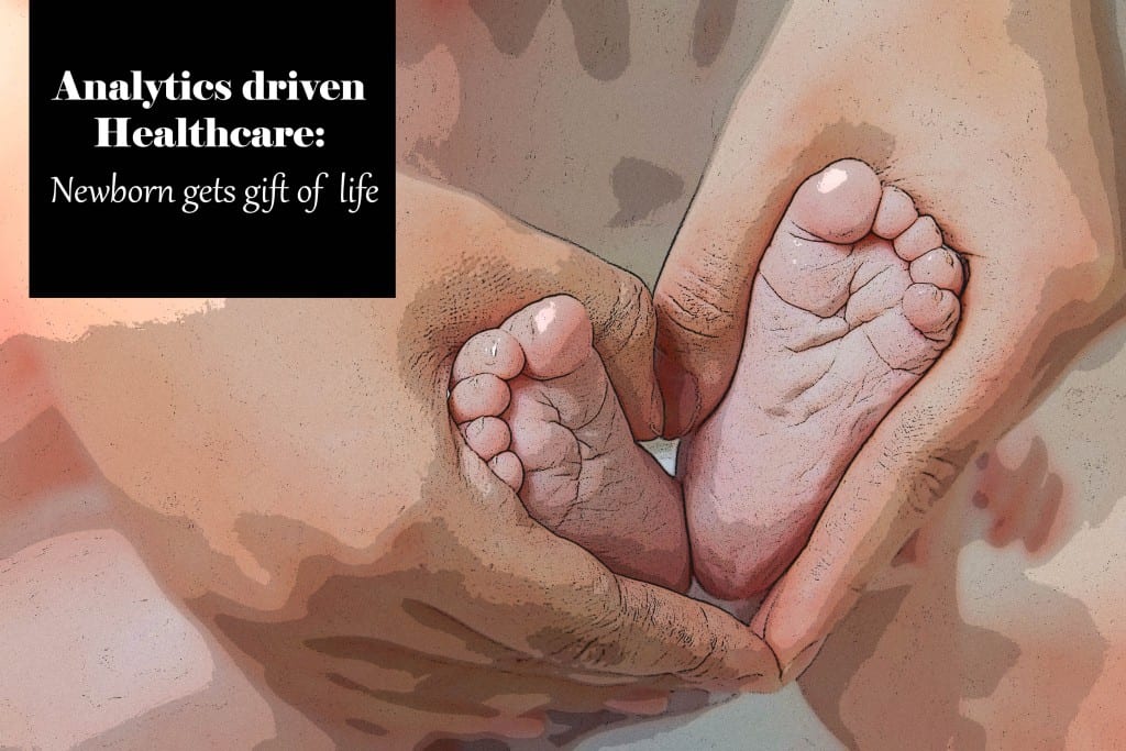 Small newborn baby legs in mothers lovely hand with soft focus on babie's foot